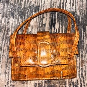 Saldana Genuine Leather Structured Handbag Brown Vintage